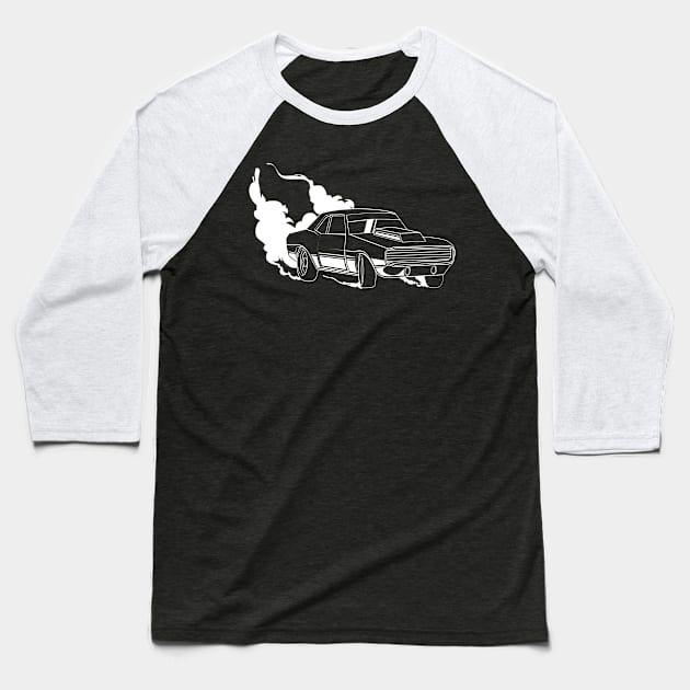 Road Racing Car Nitro Drifting Motif Baseball T-Shirt by Shirtjaeger